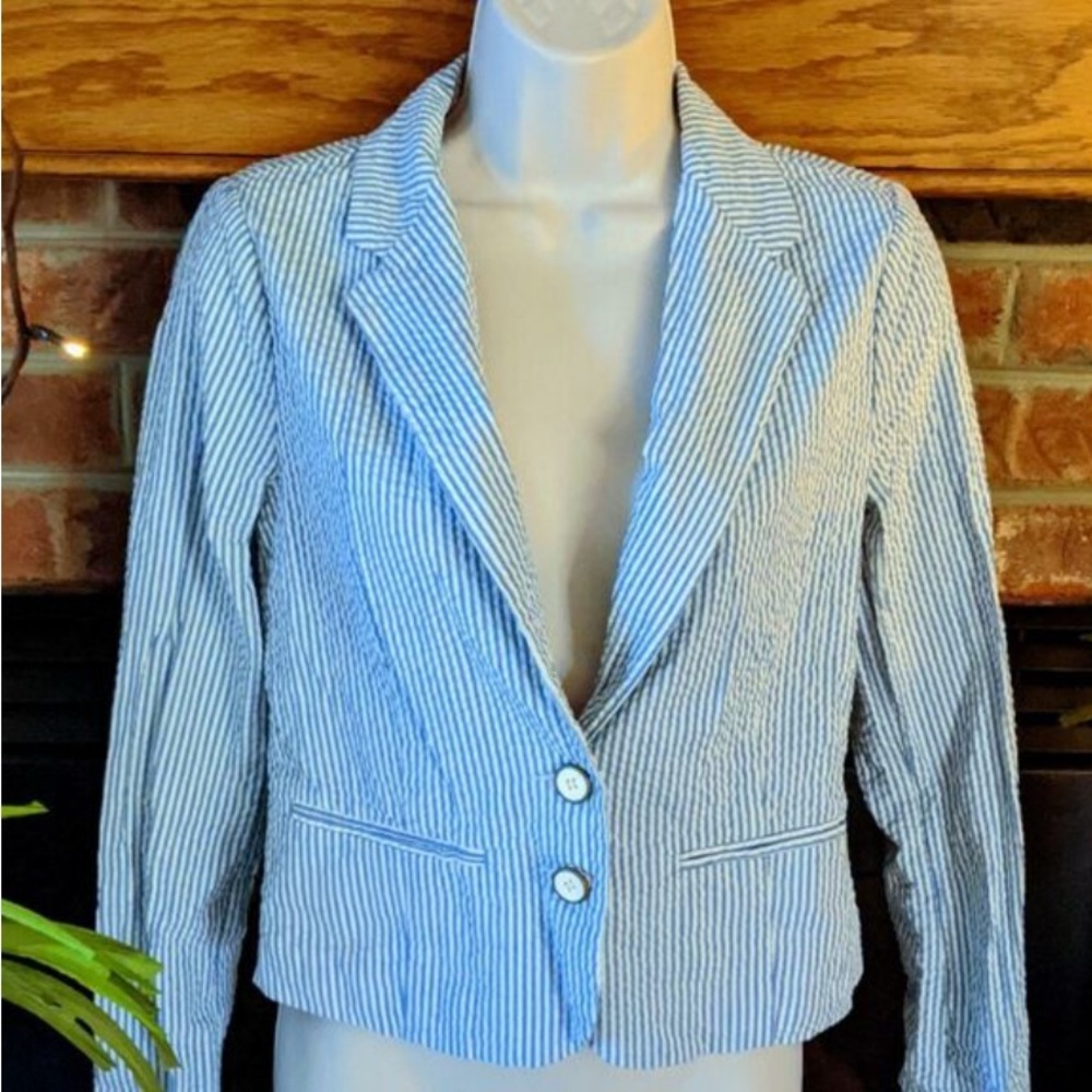 Forever 21 Blue and White Striped Blazer